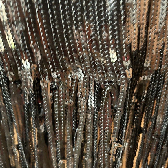 Le Superbe Size 6 NWT Stunning Volcanic Glass Fringed top, lined, back zipper - Picture 3 of 15